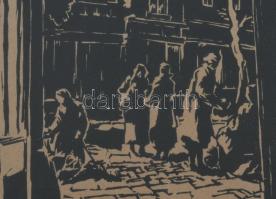 Jelzés nélkül: Soproni részlet. Fametszet, papír. Üvegezett fakeretben. 22,5×14 cm