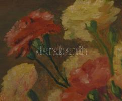 Henczné Deák Adrienne jelzéssel: Csendélet. Olaj, fa. Dekoratív, kissé sérült fakeretben. 24×36 cm