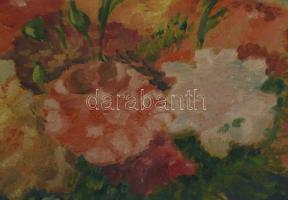 Henczné Deák Adrienne jelzéssel: Csendélet. Olaj, fa. Dekoratív, kissé sérült fakeretben. 24×36 cm