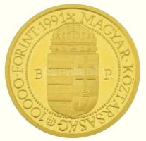 1991. 10.000Ft Au "II. János Pál pápa látogatása" kapszulában, dísztokban (7,00g/0.986) T:...