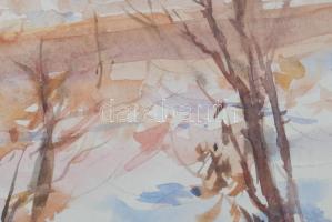 Diósy Antal (1895-1977): Táj, 1952. Akvarell, papír, jelzett. Üvegezett fakeretben, 26,5×38 cm