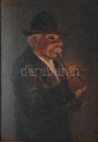 Mesterházy Dénes (1900-1949 körül), 2 db mű: Pipázó férfi portré. Olaj, karton. Jelzett. Dekoratív, ...