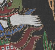 Kézzel festett keleti selyemkép, üvegezett keretben, 43x42 cm