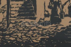 Jelzés nélkül: Korsós nő (Soproni részlet?). Fametszet, papír. Üvegezett, kissé sérült fakeretben. 1...