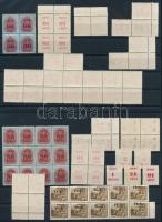 1945-1946 Kis inflációs tétel érdekességekkel 2 db stecklapon: elcsúszott felülnyomás, gépszínátnyomat, foglyuk kimaradás stb.