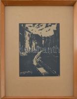 Jelzés nélkül: Ikvaparti házak, Sopron. Fametszet, papír. Üvegezett fakeretben. 18,5×13,5 cm