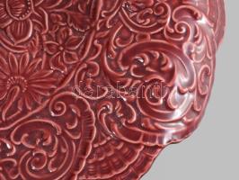 Zsolnay ökörvérmázas dísztál. Körpecsétes jelzéssel. Hibátlan 34x25 cm