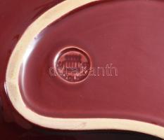 Zsolnay ökörvérmázas dísztál. Körpecsétes jelzéssel. Hibátlan 34x25 cm