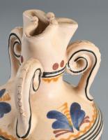 Népi mintás keármia díszkorsó. Kézzel festett, jelzett, hibátlan 20 cm