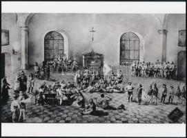 cca 1899 Letzter József debreceni fényképész fotómontázsa, vélhetően egy színházi előadás szereplőiről és jeleneteiről, 1 db modern nagyítás, jelzéssel, 15x21 cm