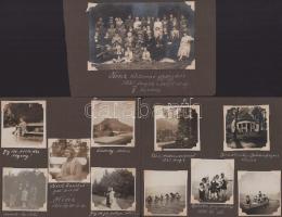 ca 1930 Balatoni nyaralás képei 17 db fotó feliratokkal Hévíz, Tihany, Sümeg, stb albumlapokon