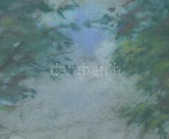 Jelzés nélkül: Napos táj. Pasztell, papír. Üvegezett fakeretben. 49×39 cm