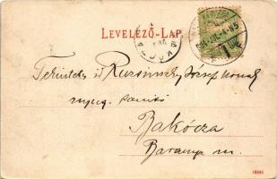 1904 Nagykanizsa, Fő tér a felső templommal, üzletek, gyógyszertár. Ifj. Wajdits József kiadása (EK)