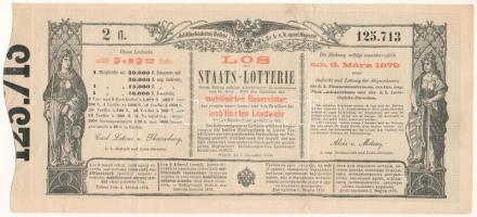 Ausztria / Bécs 1879. "Sorsjegy állam-sorsjátékra a közös hadsereg mozgósított tartalékosai s a...