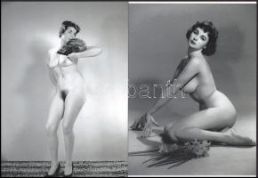 cca 1963 "Műtermi kompozíciók", szolidan erotikus felvételek, 2 db modern nagyítás, jelzés nélkül, 21x15 cm