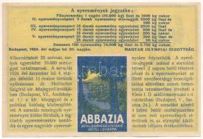1924. Budapest "Sorsjegy - Magyar Olympiai Bizottság" sorsjegye 10.000K értékben, a párizs...