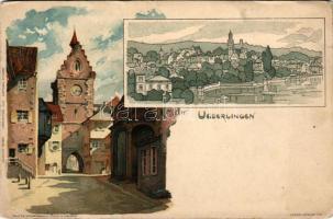 Überlingen, Ueberlingen; view. E. Nister litho (EB)