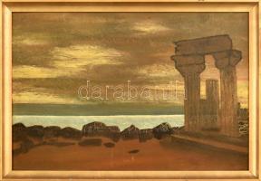 Jelzés nélkül. Antik romok. Olaj, karton. Fakeretben. 26x38 cm