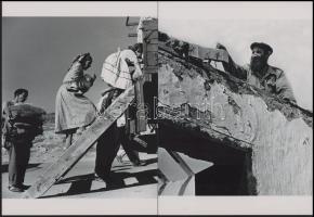 cca 1948 Robert Capa (1913-1954) (eredeti neve Friedmann Endre) magyar - francia fotóriporter felvételei (Izrael, az első telepesek), 1 db modern nagyítás, jelzés nélkül, 21x15 cm