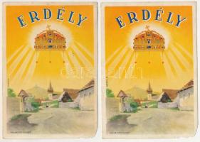 2 db RÉGI sérült képeslap: Erdélyi részek visszacsatolásának emlékére. Megjöttünk testvérek! Hozzuk a szívünket, de ha kell, Erdélyért adjuk a vérünket! / 2 pre-1945 damaged postcards: entry of the Hungarian troops to Transylvania, irredenta propaganda s: Németh N.