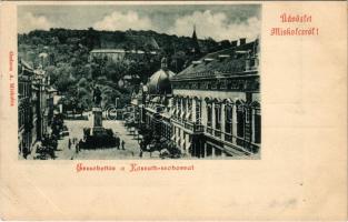 Miskolc, Erzsébet tér, Kossuth szobor, Avasi templom. Gedeon A. kiadása (fl)