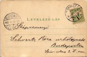 1902 Miskolc, Széchenyi utca, villamos, üzletek. Ferenczi B. kiadása (EB)
