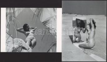 cca 1952 André de Dienes (korábban Ikafalvi-Dienes Andor György) (1913-1985) magyar - amerikai fotóriporter és fotóművész szolidan erotikus felvételei (Tükörképek), 2 db modern nagyítás, jelzés nélkül, 21x15 cm