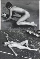 cca 1952 André de Dienes (korábban Ikafalvi-Dienes Andor György) (1913-1985) magyar - amerikai fotóriporter és fotóművész szolidan erotikus felvételei (Hajótöröttek), 2 db modern nagyítás, jelzés nélkül, 15x21 cm