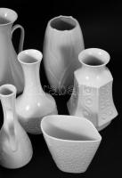 10 darab vintage német fehérmázas design váza, klf tervezőktől és márkáktól, közte Arzberg, Royal, s...