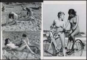 cca 1953 "Naturisták örömei", szolidan erotikus felvételek, 3 db modern nagyítás, jelzés nélkül, 21x15 cm és 10x15 cm