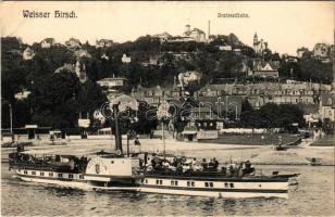 Dresden, Weisser Hirsch; Drahtseilbahn. Verlag Rich. Otto / cable car, "KOENIGSTEIN" steamship (EK)