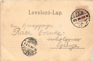 1899 Miskolc, Kossuth Lajos szobor. Lövy József fia kiadása (vágott / cut)