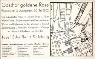 Salzburg, Gasthof zur Goldenen Rose / guest house, with advertisement on the backside (non PC) (EM)