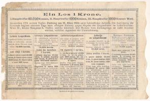 Ausztria 1905. 1K értékű sorsjegy "Leopoldineum-Lotterie" T:F,VG
Austria 1905. "Leop...
