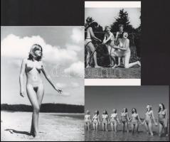 cca 1960 előtti felvételek a női szabadság érzéséről, szolidan erotikus képek, 3 db modern nagyítás, jelzés nélkül, 21x15 cm és 15x10 cm