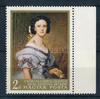 1967 Festmények II. 2Ft ívszéli bélyeg érdekes festékezési hibával