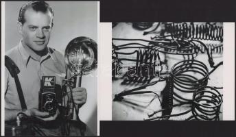 Kálmán Béla (1921-2011) magyar - amerikai fényképész, fotóriporter és fotóművész felvételei (Önarckép (cca 1947); Spirál fűtőszálak (cca 1949), 2 db modern nagyítás, jelzés nélkül, 21x15 cm és 15x21 cm
