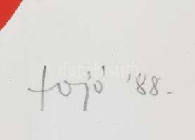 Fajó János (1937-2018): Vörös és kék formák. Szitanyomat, karton, felragasztva. Jelzett, számozott (...