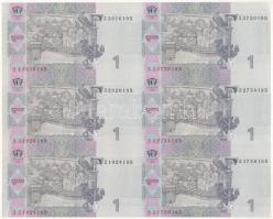 Ukrajna 2004. 1H vágatlan 6-os ívben, milliós helyi értéken sorszámkövető sorszámmal T:AU Ukraine 20...