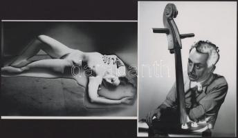 cca 1935 Man Ray (1890-1976) amerikai fotóművész, a dadaizmus és a szürrealizmus egyik meghatározó művészének alkotásai (Szolarizált felvételek), 2 db modern nagyítás, 21x15 cm és 15x21 cm