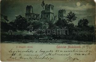 1898 Miskolc, Diósgyőri várrom este holdfényben. Ferenczi B. kiadása (b)
