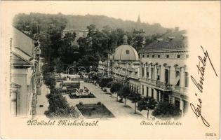 1899 Miskolc, Avas, Erzsébet tér és fürdő, Kossuth Lajos szobor. Ferenczi B. kiadása