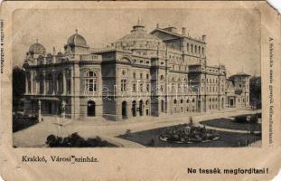 Kraków, Krakau, Krakkó; Városi színház, Schicht-féle stearin gyertyák, szappanreklám a hátoldalon / theatre, with advertisement on the backside (EM)