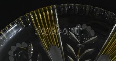 Antik kristály asztalközép ezüstpácolt díszítéssel, hibátlan, d: 31 cm