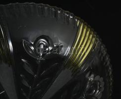 Antik kristály asztalközép ezüstpácolt díszítéssel, hibátlan, d: 31 cm