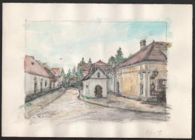 Kovács Ernő (-): Kis kápolna Szentendrén, 2005. Akvarell, ceruza, papír. Jelzett. 25×35 cm