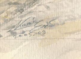 Kovács Ernő (-): Kis kápolna Szentendrén, 2005. Akvarell, ceruza, papír. Jelzett. 25×35 cm