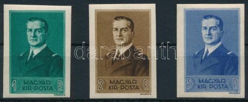 1938 Kormányzói arcképsor vágott sor (80.000) / Mi 565-567 imperforate set