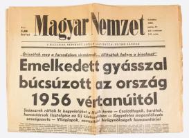 1989 Magyar Nemzet, a Hazafias Népfront lapja 1989. jún. 17-i száma, a címlapon az 1956-os forradalom vértanúinak újratemetése, 16 p.