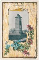 1905 Mohács, II. Lajos szobor a Csele-pataknál. Weiser Miksa kiadása, Neuber Rafael Art Nouveau, floral, litho (fa)